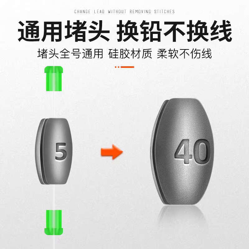 橄榄日式开口铅坠筏钓跑铅通心坠路亚空心坠套装逗钓远投钓鱼配件 图3